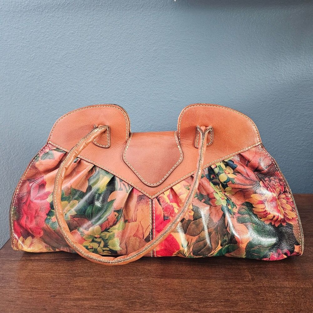 PATRICIA NASH Heritage Multi Floral Leather LIONE Twisted Shoulder Bag Satchel - Picture 1 of 8